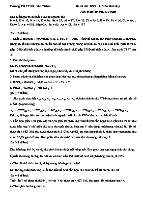 Đề thi thử học sinh giỏi môn Hóa học 11 - Trường THPT Bắc Yên Thành